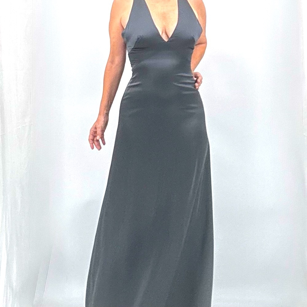 Monique Lhuillier Bridesmaids Dasha Tie Back Sateen Gown Maxi Dress